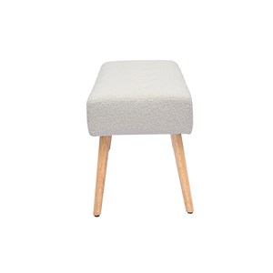 Banc capitonné en tissu effet laine bouclée blanc et bois clair l96 cm guesta