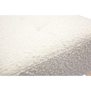 Banc capitonné en tissu effet laine bouclée blanc et bois clair l96 cm guesta