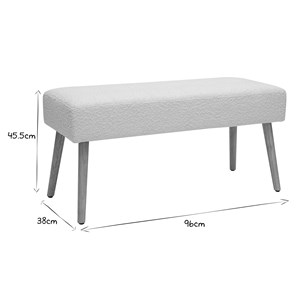 Banc capitonné en tissu effet laine bouclée blanc et bois clair l96 cm guesta