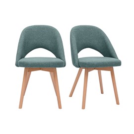 Chaises en tissu vert de gris et bois clair (lot de 2) cosette