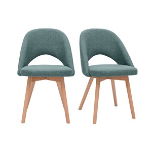 Chaises en tissu vert de gris et bois clair (lot de 2) cosette