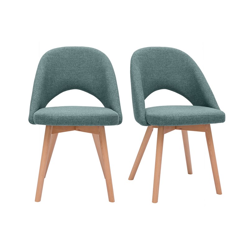 Chaises en tissu vert de gris et bois clair (lot de 2) cosette