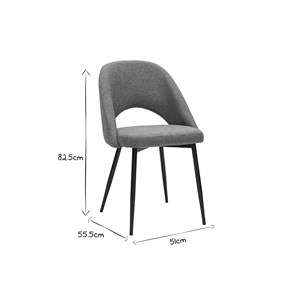 Chaises  en tissu vert de gris et métal noir (lot de 2) cosette