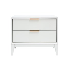 Table de chevet blanche mat et métal doré avec rangements giana