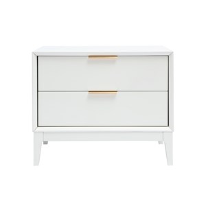 Table de chevet blanche mat et métal doré avec rangements giana