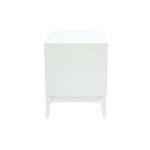 Table de chevet blanche mat et métal doré avec rangements giana