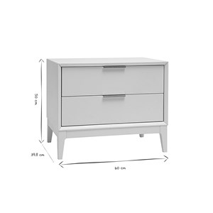 Table de chevet blanche mat et métal doré avec rangements giana