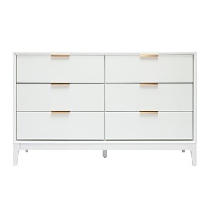 Commode blanche mat et métal doré 6 tiroirs l120 cm giana