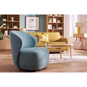 Fauteuil pivotant en tissu vert de gris amber