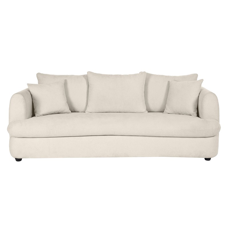 Canapé déhoussable 3-4 places haricot en tissu effet velours beige clair sacha