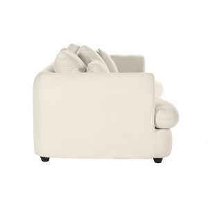 Canapé déhoussable 3-4 places haricot en tissu effet velours beige clair sacha