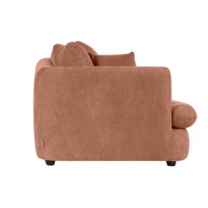 Canapé déhoussable 3-4 places haricot en tissu effet velours terre brûlée sacha
