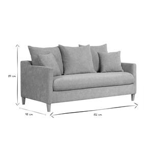 Canapé convertible 3 places en tissu effet velours gris et bois clair louise