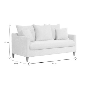 Canapé convertible 3 places en tissu effet velours beige et bois clair louise