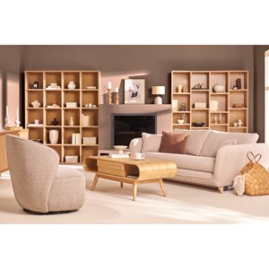 Fauteuil pivotant en tissu effet velours texturé taupe amber