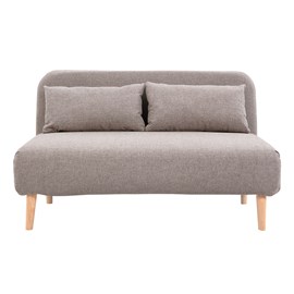 Chauffeuse 2 places convertible en tissu taupe et bois clair amiko