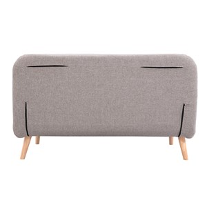 Chauffeuse 2 places convertible en tissu taupe et bois clair amiko