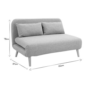 Chauffeuse 2 places convertible en tissu taupe et bois clair amiko