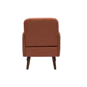 Fauteuil en tissu effet velours texturé terre brûlée et bois foncé isko