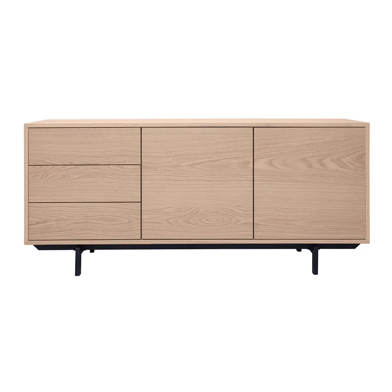 Buffet finition bois chêne 2 portes 3 tiroirs l160 cm manny