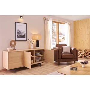 Buffet  finition bois chêne 2 portes 3 tiroirs l160 cm manny