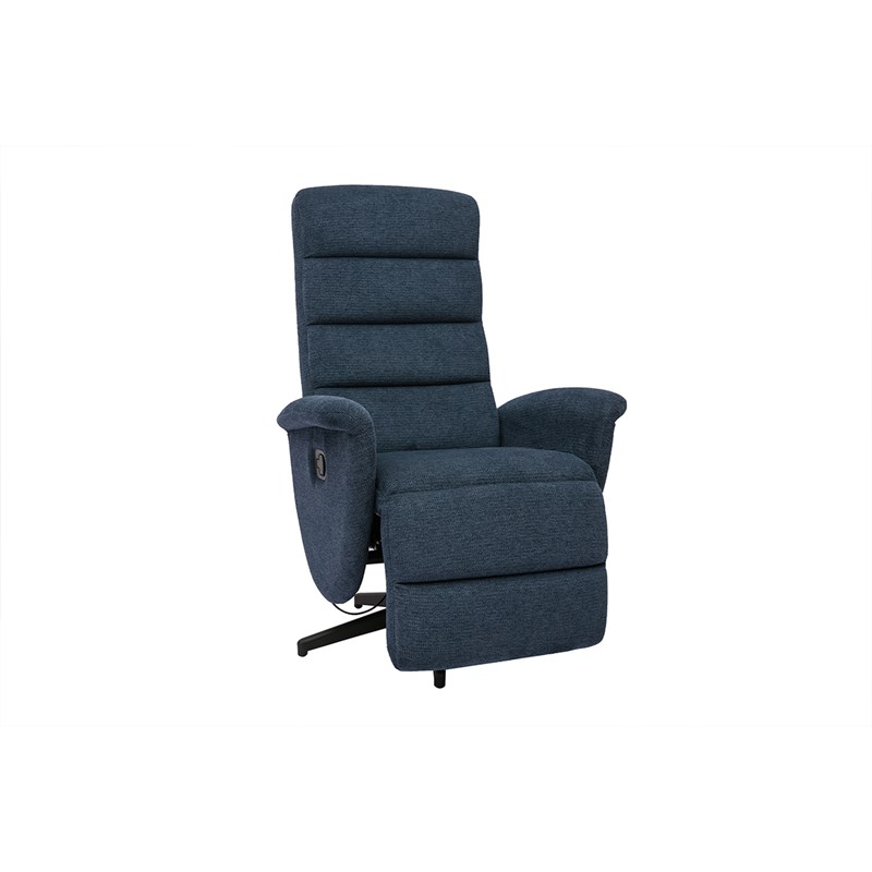 Fauteuil pivotant relax manuel en tissu chenille bleu foncé nelson