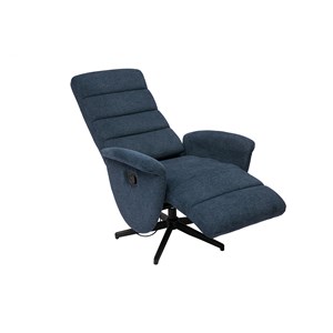 Fauteuil pivotant relax manuel en tissu chenille bleu foncé nelson