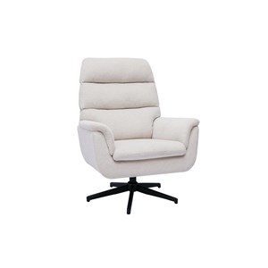 Fauteuil pivotant en tissu chenille beige et métal noir jonah