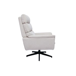 Fauteuil pivotant en tissu chenille beige et métal noir jonah