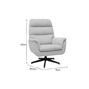 Fauteuil pivotant en tissu chenille beige et métal noir jonah