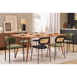 Chaises en velours noir, métal noir et cannage rotin (lot de 2) miranda