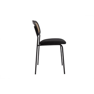 Chaises en velours noir, métal noir et cannage rotin (lot de 2) miranda