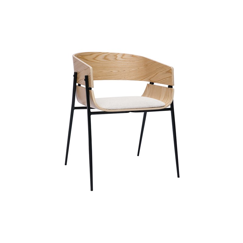 Chaise bois clair et tissu chenille beige wess