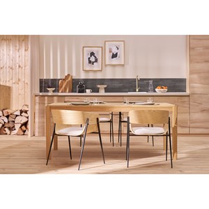 Chaise bois clair et tissu chenille beige wess