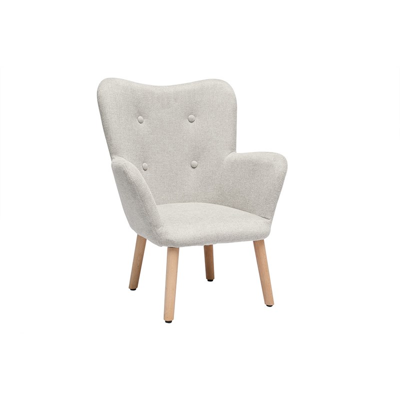 Fauteuil enfant en tissu effet velours texturé beige et bois clair baby bristol