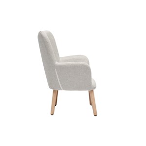 Fauteuil enfant en tissu effet velours texturé beige et bois clair baby bristol