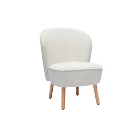 Fauteuil en tissu effet laine bouclée blanc et bois clair amanita