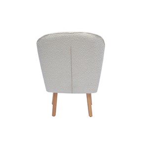 Fauteuil en tissu effet laine bouclée blanc et bois clair amanita