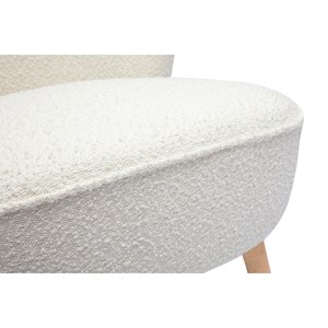 Fauteuil en tissu effet laine bouclée blanc et bois clair amanita