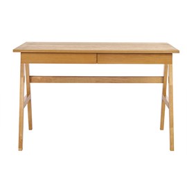 Bureau avec rangements 2 tiroirs bois clair hévéa l120 cm brook