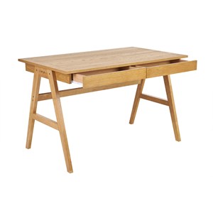 Bureau avec rangements 2 tiroirs bois clair hévéa l120 cm brook