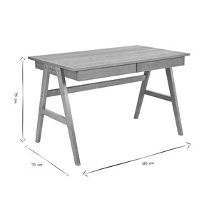 Bureau avec rangements 2 tiroirs bois clair hévéa l120 cm brook
