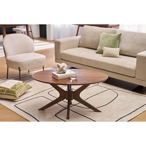 Table basse ovale bois foncé noyer l90 cm dielli