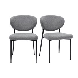 Chaises en tissu effet velours texturé gris et métal noir (lot de 2) breka