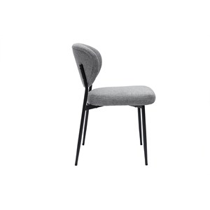 Chaises en tissu effet velours texturé gris et métal noir (lot de 2) breka