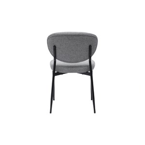 Chaises en tissu effet velours texturé gris et métal noir (lot de 2) breka