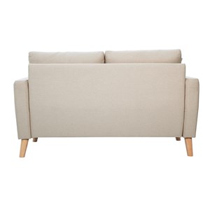 Canapé 2 places en tissu beige et bois clair munik