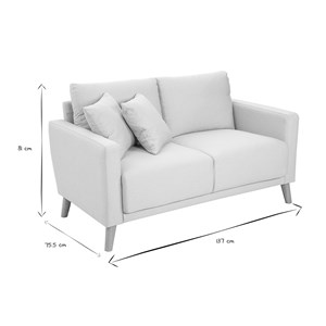 Canapé 2 places en tissu beige et bois clair munik