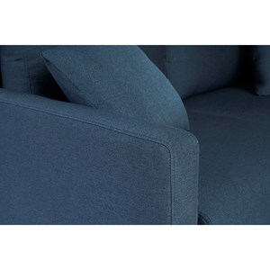 Canapé 2 places en tissu bleu foncé et bois foncé munik