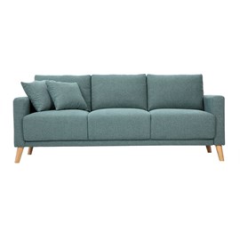 Canapé 3 places en tissu vert de gris et bois clair munik